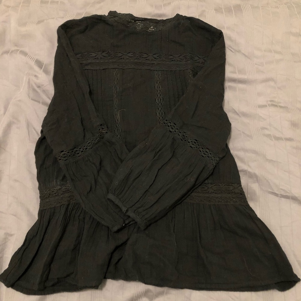 Lace detailed black peplum blouse - Zara